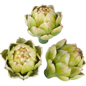 Notakia 3Pcs Green Large Faux Artichokes for Decoration Bowl Fillers Fake Fruit Artificial Artichokes that Look Real Realistic Fake Vegetable Decor for Home Kitchen Table Party Centerpiece