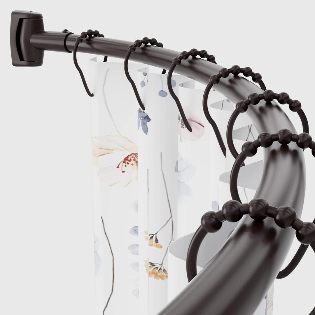 Adjustable Curved Shower Rod, 42-72 inches Extra Wide Shower Curtain Rod, Rust proof, Premium Stainless Steel, Curved Shower Rod for Bathroom Bronze