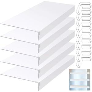 Hoolerry 5 Pcs 26x16inch Foamed PVC Wire Rack Covers for Removable Closet Decoration(Not Wood) Don't Bear Too Much Weight Pantry Shelves Covers for Bathroom Kitchen Shelving(White)