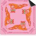 Pink and Orange Tiger Mahjong Mat with Rules for Table 31.5 X 31.5 in, 31.5 inches x 31.5 inches x 0.1 inches