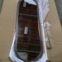 16"x48" Oval Full Length Mirror Solid Wood Wall Mirror with Hanging Strap for Living Room Bathroom Bedroom Entryway - Brown