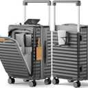 Joyway 20 Inch Carry on Luggage with Front Pocket, PC Hardshell Carry-on Suitcase with USB Port and Cup Holder, 21.5x14.2x9 Airline Approved, Luggage with Spinner Wheels and TSA Lock (Grey)