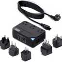 2000W International Travel Voltage Converter 220V to 110V with 2 USB Ports for Hair Straighteners,