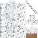 Bolsome 100 Sheets Fall Pumpkin Tissue Paper for Gift Wrapping Blue White Pumpkin Leaves Printed Art Tissue Paper for Thanksgiving Day Harvest Autumn Holidays DIY Craft, 19.7 x 13.8 Inch