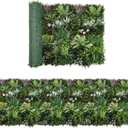 Artificial Grass Wall Panels Roll 40'' x 120'' Boxwood Flower Cream Fern UV Protected Faux Greenery Hedge, Privacy Fence Screen, Grass Backdrop for Outdoor Garden Birthday Wedding Indoor Wall Decor