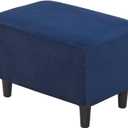 Stretch Ottoman Covers, Velvet Ottoman Slipcover Rectangle Storage Stool Cover Footstool Slipcover for Living Room Furniture Protector (Dark Blue)