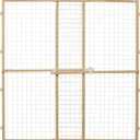 MidWest Homes for Pets Wire Mesh Pet Safety Gate, Pressure Mounted Dog Gate Measures 44 Inches Tall & Expands to 29-50 Inches Wide, Natural Wood & White Powder Coated Wire Mesh (Large)