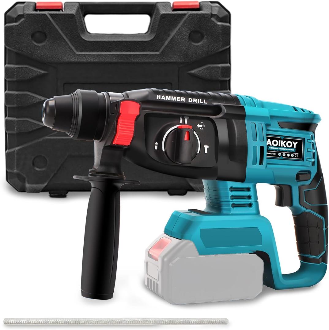 1-1/4 Inch Cordless Rotary Hammer Drill SDS-Plus Brushless for Makita 18-21V Battary, 4000BPM Jack Demolition Hammer Drill for Concrete with Safety Clutch 3 Functions & ToolboxBattery Not Included