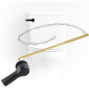 Universal Metal Black Toilet Handle Replacement Kit, Front Mount Toilet Flush Handle Replacement Compatible with Kohler, American Standard, TOTO, Mansfield, Solid Brass, Universal Style