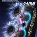 Foxdawn Portable Bluetooth Speaker: 240W Peak Powerful Loud Sound Deep Bass Wireless Boombox Large Subwoofer 15 Hours Battery Life Fast Charging with Led Light Show for Party Outdoor Camping Backyard, Camouflage