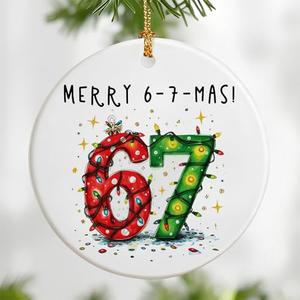 67 Christmas Ornament, Funny Santa 6 7 Ornament, Funny Christmas Ornaments 2025, Meme Ornaments for Christmas Tree, 6 7 Viral Meme Holiday Decor, 67 Gifts, Stocking Stuffers for Teens Pack of 3
