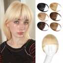 Bangs Hair Clip in Bangs,100% Human Hair Fake Bangs Clip in Hair Extensions,Faux Bangs Clip on Bangs Blonde,French Bangs Fringe With Temples Hairpieces Curved Bangs for Daily Wear