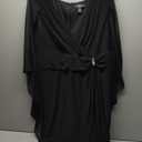 R&M Richards Women's Elegant Formal Sheath Dress | Chiffon Capelet Overlay, Side Slit & Rhinestone Detail | Cocktail Attire Black size 22w