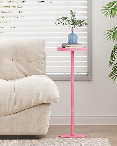 TUTOTAK Tall Round Side Table, Small End Table, Drink Table, Pedestal Side Table, living room, Pink 