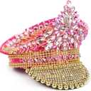 Needzo Studded Rhinestone Captain's Hat, Accessories for Music Festivals, Pride, and Bachelorette Parties, One Size Fits Most