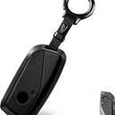 OLLEN Metal Key Fob Cover, Fit for BMW 2023 2024 2025 2026 New 5/7 Series 740i 760i X1 X2 X3 X5 X6 X7 XM I5 I7 IX IX3 etc, Full Protection Key Case with Zinc Alloy Keyring, Black