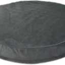 Waterproof Round Dog Bed with Washable Removable Cover & Liner Grey Velvet Orthopedic Foam Pad 36 Inch