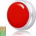 Cover 30 Seconds Answer Buzzers Recordable Talking Button Easy Button Record Button Toy Gift Answer Buzzers (Red+Silver)