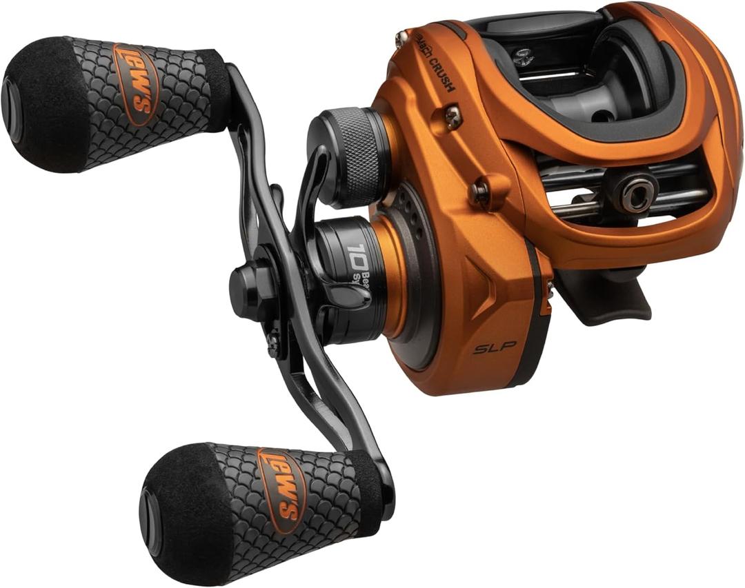 Lew's Mach Crush Baitcast Reel (Right Hand, Orange)