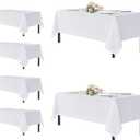 sancua White Tablecloths for 6 Foot Rectangle Tables, 6 Pack - Washable Polyester Fabric Table Cover for Wedding Wedding, Birthday Party, Banquet Reception, 54x108 Inch
