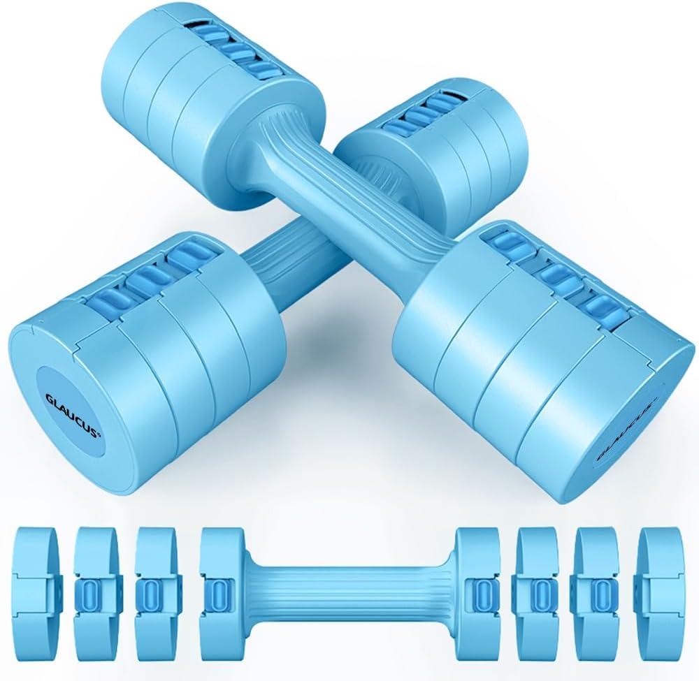 Adjustable Weight Dumbbells Set- A Pair 4lb 6lb 8lb 10lb (2lb-5lb Each) Free Weights Set for Women at Home Gym Equipment Workouts Strength Training for Teens (Blue)