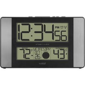 La Crosse Technology 513-1417AL-INT Atomic Clock w Outdoor Temp, Grey/Black