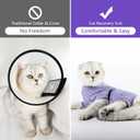 LIANZIMAU Cat Surgical Recovery Suit Professional for Male Female Dog Abdominal Wounds Cone E-Collar Alternative Anti-Licking Pet Surgical Recovery Pajama Suit Soft Fabric Onesie for Cats, M (Pack of 1), Violet Striped