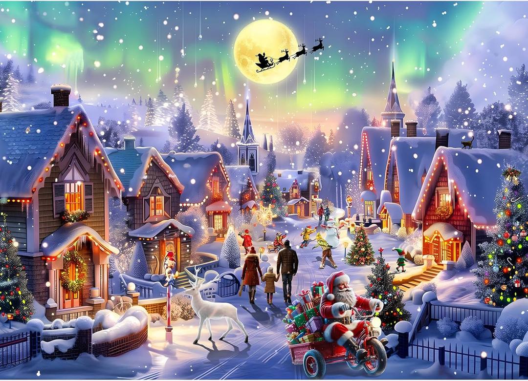 Jigsaw Puzzles for Adults 1000 Pieces, Northern Lights Aurora 2025 Holiday Edition  Premium Challenging Christmas Puzzles, No Dust Interlocking, Gifts for Adults, Teens, Family