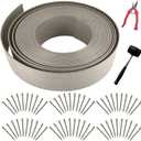 Landscaping Edging Kit, Includes 4" Tall and 12" Length Patio Board, 60 Durable Tips, Edge Pruning Shears, Rubber Hammer, Grey