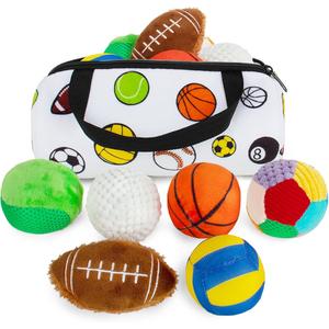 Beetoy Sensory Sports Balls for Infant Toddlers, Baby Toys for Early Education, Different Sensory Tactile Textures Balls with Rattle & Squeakers