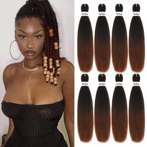 Liang Dian Pre Stretched Braiding Hair Ombre 12 Inch 8 Packs Synthetic Crochet Braids Hot Water Setting Professional Soft Yaki Texture Synthetic Hair Extensions(12 Inch 1B/30)(Ombre Black to Brown)