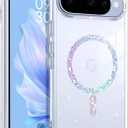 BENTOBEN Magnetic for Google Pixel 10 Case, Clear Crystal Glitter Google Pixel 10 Phone Case Compatible with MagSafe, Shockproof Sparkly Cute Women Girl Cover for Pixel 10 6.3 inch, Clear Glitter
