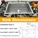 Kitchen Sink 32x18 Inch Drop In Top Mount, 16 Gauge Stainless Steel Single Bowl Workstation Sink with Brushed Finish, Large Kitchen Sink for Family Kitchen, 32"x18"x8"
