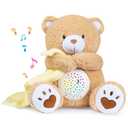 BEREST Baby Sleep Soother Happy Bear, Mom's Heartbeat Bear Lullabies White Noise Machine, Nursery Decor Night Light Projector, Toddler Crib Sleeping Aid, Baby Shower Gifts Portable Teddy