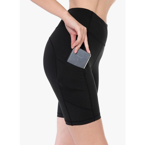 Leggings Depot Women's High Waisted Athletic Yoga Shorts, Workout Shorts for Women, S, Black