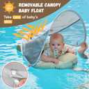 GENTEACO Mambobaby Baby Swim Float with Canopy Non-Inflatable Infant Pool Float with Tail 3-24 Months Avoid Flip Solid Skin-Friendly Material for Toddler Boys Girls, Small