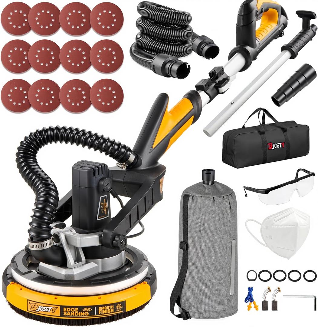 Drywall Sander with Vacuum Dust Collector, High Power 7-AMP Electric Sander for Drywall, 99% Dust Removal, 7 Variable Speed 900-1800RPM, Dustless Wall Sander for Drywall, Popcorn Ceiling etc