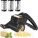 LHS Cheese Grater Hand Crank Set of 3, Rotary Cheese Grater Parmesan Cheese Shredder Handheld for Grating and Shredding Hard Cheese, Chocolate, 3 in 1,Black)
