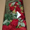 50 PCS Fake Red Roses, Artificial Red Flowers Bulk Realistic Silk Faux Rose with Stems for Wedding Decoration Anniversary Bridal Bouquet DIY Floral Arrangement Romantic Home Decor Gifts