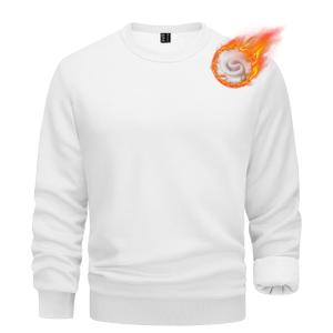 TACVASEN Crewneck Sweatshirts for Men Long Sleeve Warm Fleece Pullover Work Sweatshirts Casual Sweatshirts White L (White, L)