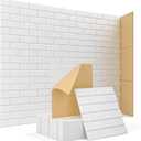 Acoustic Wall Panels, Brick Pattern Peel and Stick Sound Absorbing Panel for Ceiling, Door, Pared, 18 Pack 12"x12"x0.4", White Decorative Self Adhesive Wall Tiles for Recording Studio, Room