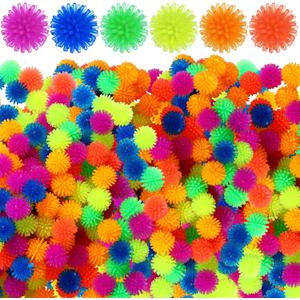 Poen 300 Pcs Porcupine Balls 1 Inch Fun Spiky Hedge Ball Soft Hand Fidget Sensory Calming Mini Stress Relief Small Porcupine Toy for Birthday Party Prize Office Home