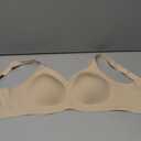 PoseFree Womens Seamless Wireless Supportive Bra Push Up Comfort Soft No Underwire Full Coverage T-Shirt Bra (Beige, M)