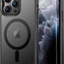 LUHOURI Enhanced Magnetic for iPhone 13 Pro Max Case with Screen Protector - Wireless Charging Compatible, 21ft Military-Grade Drop Tested, Slim Fit Shockproof Translucent Matte Cover - Black