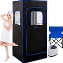 Sauna Box, Portable Sauna for Home, Personal Steam Sauna with Steamer, 99 Minute Smart Timer, 9 Level, Remote Control, Personal Steam Room for Spa, Indoor (Blue)