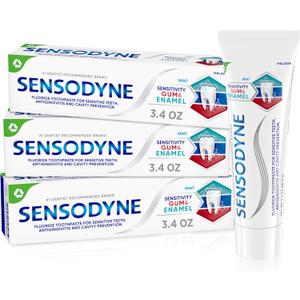 Sensodyne Toothpaste Sensitivity Gum and Enamel, Triple Protection, Refreshing Fluoride Toothpaste, Mint Flavor - 3.4 Ounces x 3, BBD 08/2026