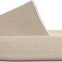 Cloud Slides for Women Pillow Slides Shower Shoes Cloud Recovery Slide Sandals Cushion Thick Sole Pillow Slippers Comfort Indoor and Outdoor Slide (Beige)