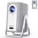 [Short Throw/1200ANSI/Built in Apps] 4K Outdoor Projector with WiFi and Bluetooth, Auto Focus Projector with Dual-Mode Stand, Smart Portable Proyector with Netflix/YouTube/PrimeVideo & Dolby (White-gray)