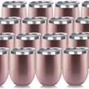 DOMICARE Stainless Steel Wine Tumbler Bulk with Lid, Personalized Rose Gold Insulated Tumblers Set, 12oz Travel Coffee Cups Pack of 13, 13 Count