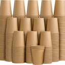 Clawsoff 400 Pack 8 oz Paper Cups, Brown Kraft Disposable Paper Coffee Cups, Unbleached Paper Cups for Hot/Cold Beverage Party, Picnic, Travel, and Events.